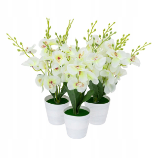 Umelá orchidea v kvetináči Vergonic, 40 cm, biela
