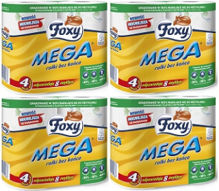 Toaletný papier - 4 x Foxy mega toaletný papier 3 vrstvy