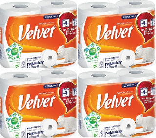 Toaletný papier - 4 x Velvet Najdlhší toaletný papier 486 listov
