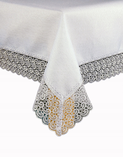 Behun na stol - White Tread, striebro 200 x 45 cm