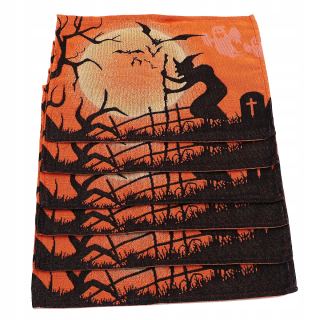 Podložka na stôl - 6ks Halloween prestieranie Dekor Jemný vzor č