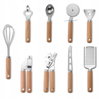 Vešiak - Drevená Z rukoväť na kuchynské náradie 9PCS Style