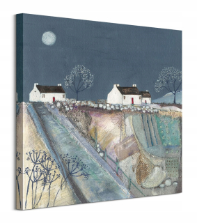 Louise O'Hara Village domy v noci maľba 60x60 cm