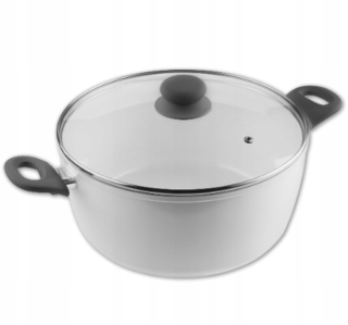 Hrniec, kastrol - Hliník keramický hrniec biely indukčný 6,8l
