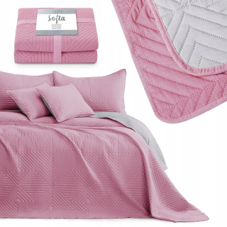 Prikrývka na posteľ - Blocate Ameliahome Microfiber 260 x 240,1 cm odtieňov ružových, odtieňov šedej