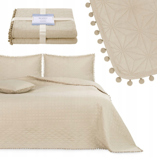 Prikrývka na posteľ - Deplikácia Ameliahome Polyester 260 x 240 cm béžová