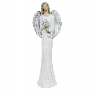 Angel Angel s mačiatkou veľkou sadrovou figurínom