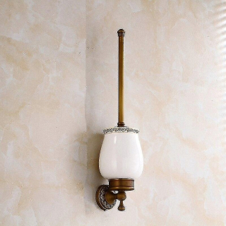 WC kefa - Držiaky na kefu na starožitné mosadze s keramikou