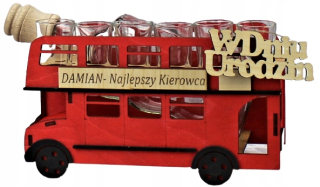 Gadget - Karafa s pohármi Autobus s gravírovaním Váš text Prívesok zdarma