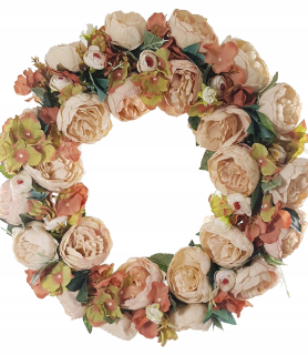 Veniec na dvere - Veľmi veľký veniec z kvetov saténové 55 cm