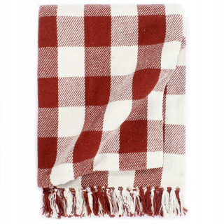 Prikrývka na posteľ - Vidaxl Cotton Bedspread 210 x 160 cm biely, odtiene červenej