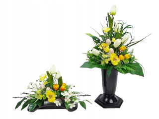 Veľkonočný košík - BAZIE PANSIES (1070,5) dekorácia + kytica Vianočný SET na hrobový cintorín