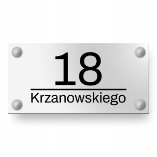 Číslo na dom - Biela tabuľa s domácim číslom 40x20cm +inoxové hmoždinky