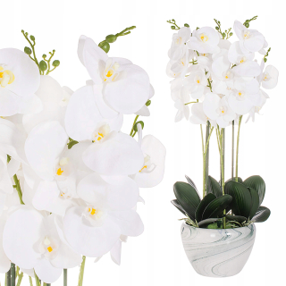 UMELÉ BIELE ORCHIDOVÉ KVETY 75cm