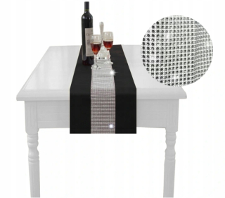 Behun na stol - Black Tread, striebro 200 x 40 cm