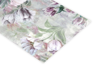 Behun na stol - Krémový behúň, odtiene fialových, ružových odtieňov, odtiene šedej, odtiene zelenej, viacsekej viac ako 120 x 40 cm