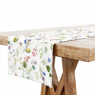 Behun na stol - Biely behúň, odtiene červenej, odtiene fialovej, odtiene modrých, ružové odtiene, odtiene zelených, žltých odtieňov, viacsekvorované 160 x 40 cm