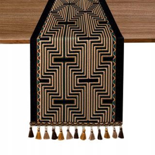 Behun na stol - Black Tread, Golden 180 x 35 cm