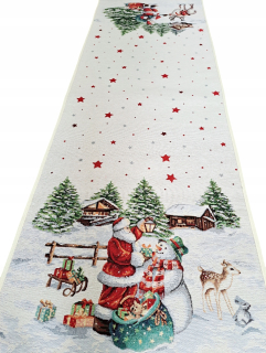 Behun na stol - Behúň na stôl biely, odtiene červenej, odtiene zelenej, viacfarebný 140 x 45 cm