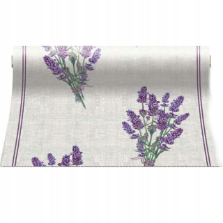 Behun na stol - Krémový behúň, odtiene fialovej 480 x 33 cm