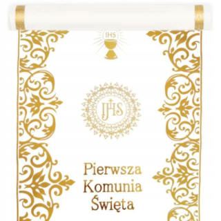 Behun na stol - Šliapať prvé sväté prijímanie biele zlaté IHS