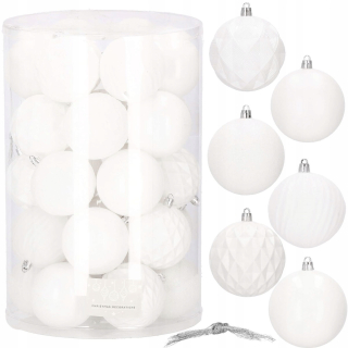 Vianočné ozdoby - Vianočný stromček BAUBLES 8 cm nonasty bielych 30 ks