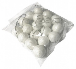 Vianočné ozdoby - BAUBLES BITTLES WHITE PREPENDANTS 2,5 cm 18 ks