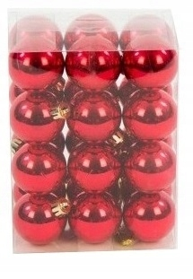Vianočné ozdoby - Baubles non -raoling 4 cm červená bublina Bauble 24 ks