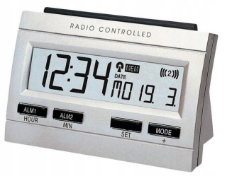 Hodiny - Budík rádiom riadené teplomer silver clock