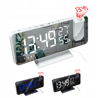 Hodiny - Budík clock elektronický teplomer zrkadlo