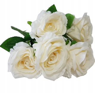 Kvety 'Artificial Bouquet 7 ks. 42 cm biela ruža