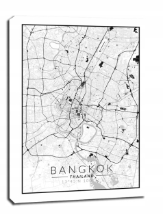 Bangkok mapa čiernobiela - obrázok na plátne