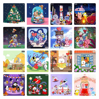 Bangtan KPOP BT21 plagát Christma Diamond Malars