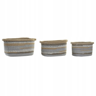 DKD DOMOVÝ DECONE Basket Set sada Juta Cotton (34 x