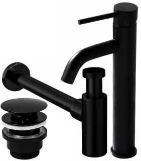 Lungo Washbasin Faucet Black Siphon Clan Clay