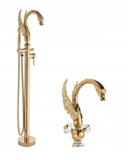 Wannowe batéria zlato labuť + Washbasin Set