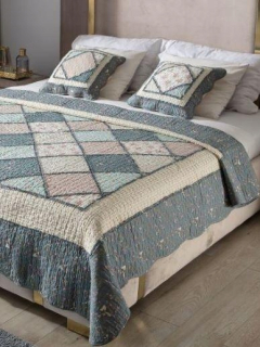 Prikrývka na posteľ - Bavlnená posteľná posteľná patchwork mriežka 160x220