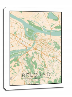 Farebná mapa Belehradu - obraz plátna