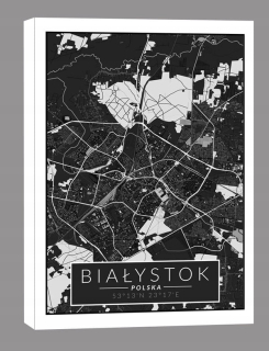 Čierna mapa Białystoku - obrázok na plátne