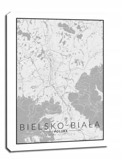 Bielsko Biała čierna a biela mapa - obrázok na plátne