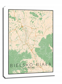 Bielsko Biała Farebná mapa - obrázok na plátne
