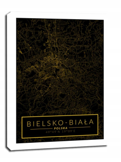 Bielsko Biała zlatá mapa - obrázok na plátne