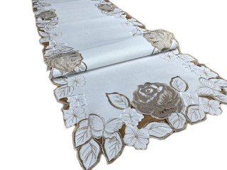Behun na stol - Beige Tread, odtiene zelenej 140 x 40 cm