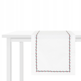 Behun na stol - Vianocová položka biely behúň s homelom 40x160 cm