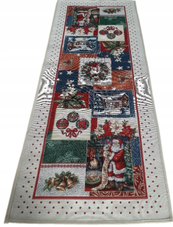 Behun na stol - Béžový behúň, odtiene červenej, odtiene zelenej, žltej, viacseklarovanej 100 x 40 cm