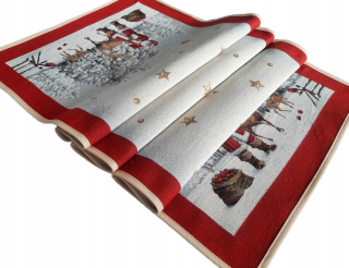 Behun na stol - Odtiene červenej farby, odtiene modrej farby, viacstorivo 100 x 40 cm