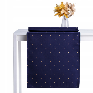 Behun na stol - Behúň so zlatými bodkami 40x220 cm námornícky modrý