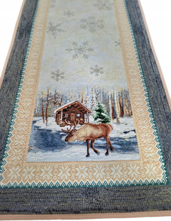 Behun na stol - Béžová, krémová behúň, hnedé odtiene, odtiene šedej, viacseklári 100 x 40 cm