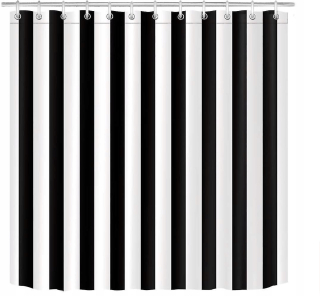 Čierna a biela pruhovaná sprchová opona vodotesná