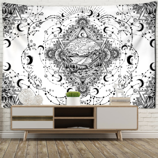 Čierne a biele slnko Mesiac Tapestry Wall zavesenie muža